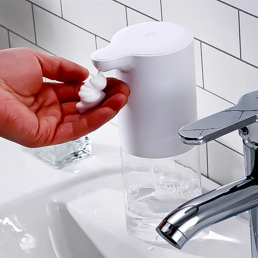 

Bottle Soap Dispenser Foaming Hand Battery Operated Automatic Portable Promotional One Touch Automatic Foam Soap Dispenser, White