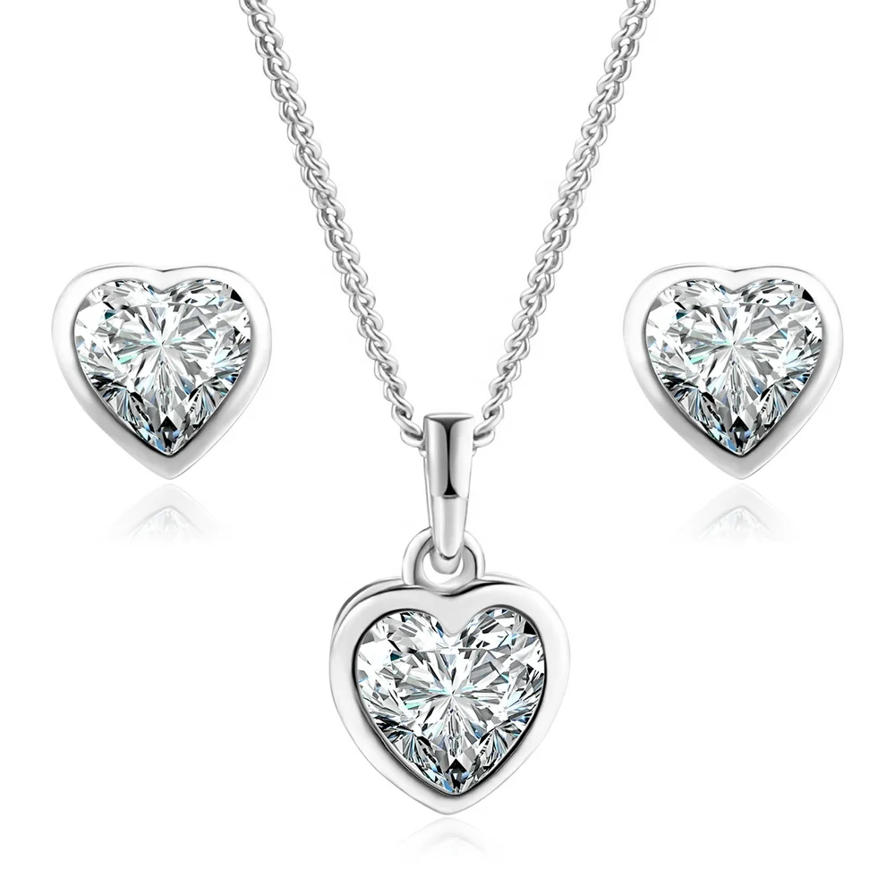 

Cheap Elegant Jewelry 18K Gold Plated Heart Zircon Necklace and Earring Sets for Women and Girls S321