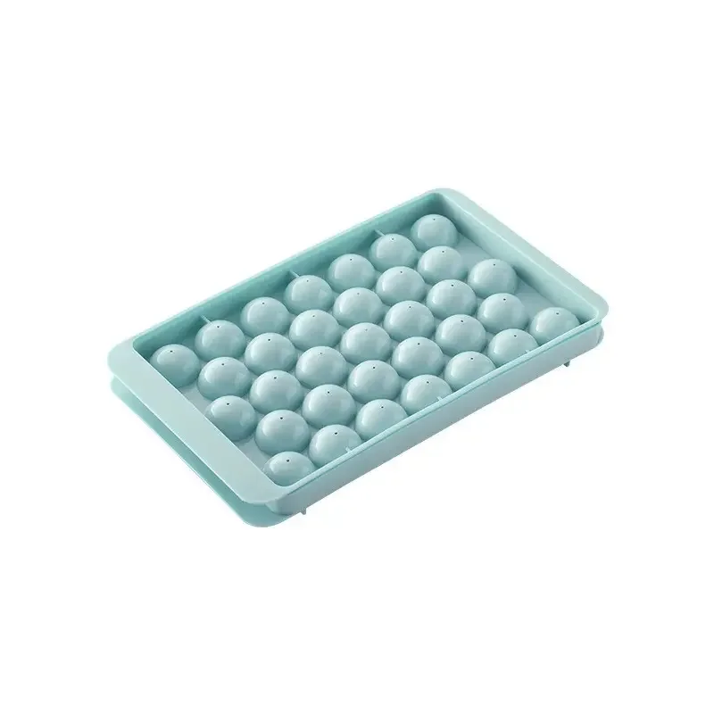 

RAYBIN 33 Cavity Circle Round Ball Ice Tray Plastic Ice Ball Maker Mold Ice Cube Tray for Freezer with Lid and Scoop