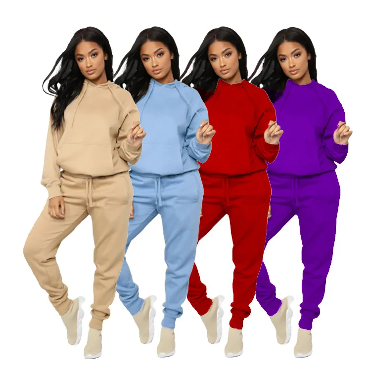 

Autumn Solid color Two Piece Sets Tracksuit Women Outfits Hoodies Long Pants Suits Female Casual Sports Matching Sets