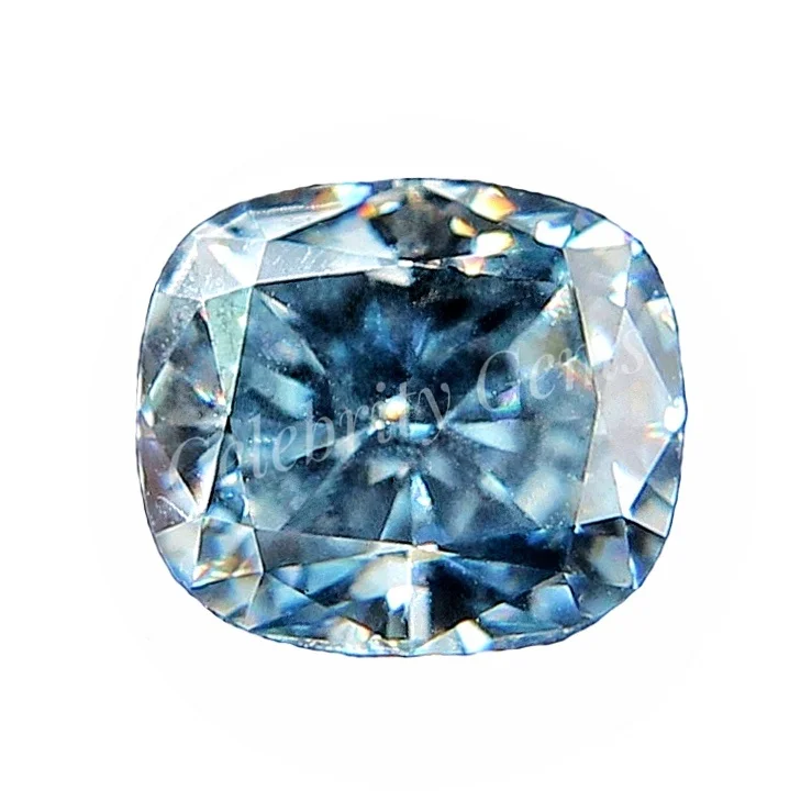 

Beautiful 3.5ct Gray Blue Color Cushion Shape Crushed Ice Cut Moissanite Stones
