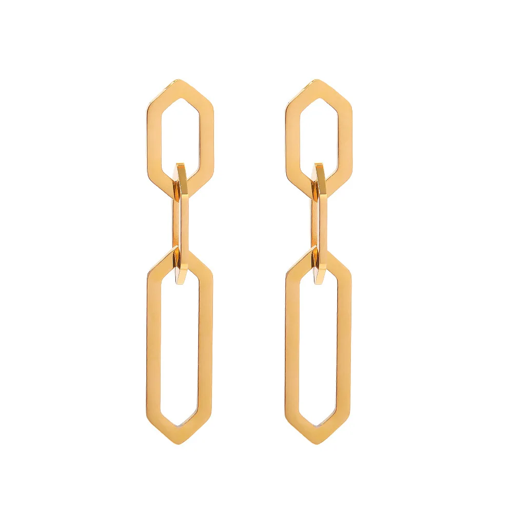 

Ins Style Fashion Link Chain Earrings Tarnish Free Gold Plated Stainless Steel Drop Earring Fast Delivery Wholesale Lady Jewelry