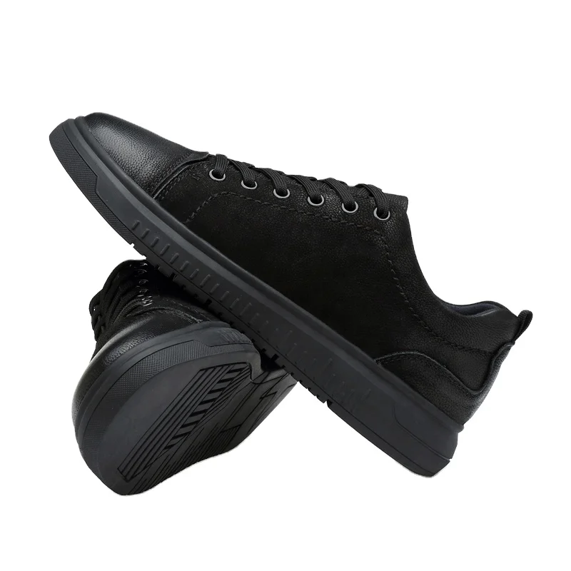 

hot wholesale custom logo fashion breathable soft sole casual sneakers leather breathable lining casual shoes, Black,support customsize color above 200 pairs