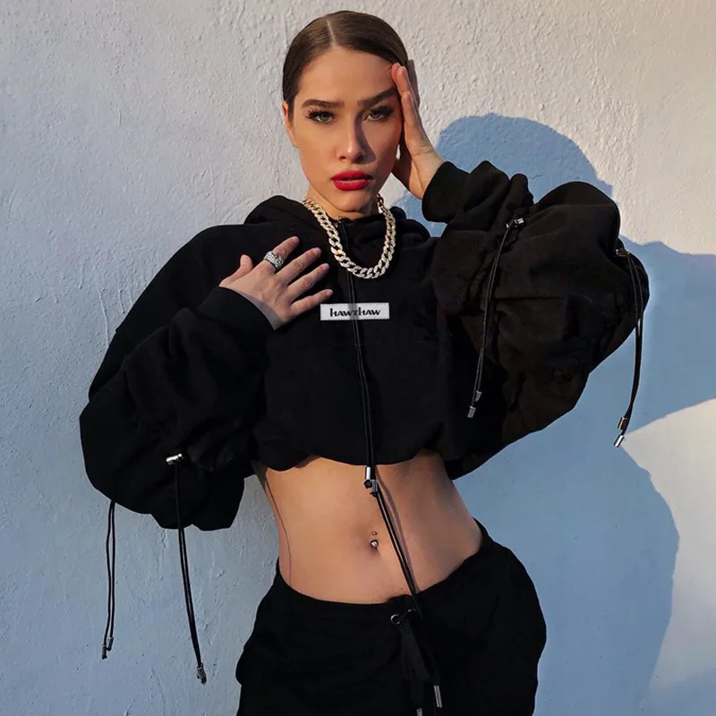 

2020 New Arrivals Autumn collection long sleeve crop hoodies for women ladies