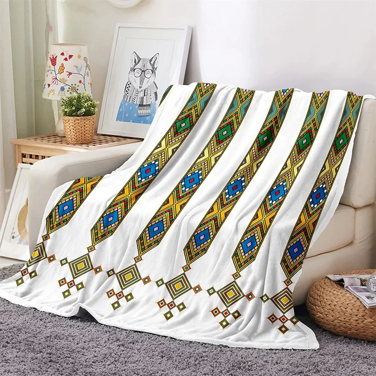 African Style 130x150 cm 150x200 cm Warm Soft Plush Ethiopian Flannel Throw Blanket for Couch Sofa Bed