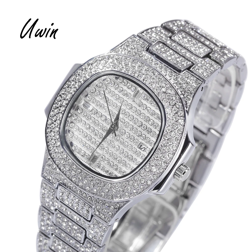

Full Iced Out Hip Hop Men Bling Couples Watches Gold Plated Ladies Watch Wholesale High Quality Rapper Watches