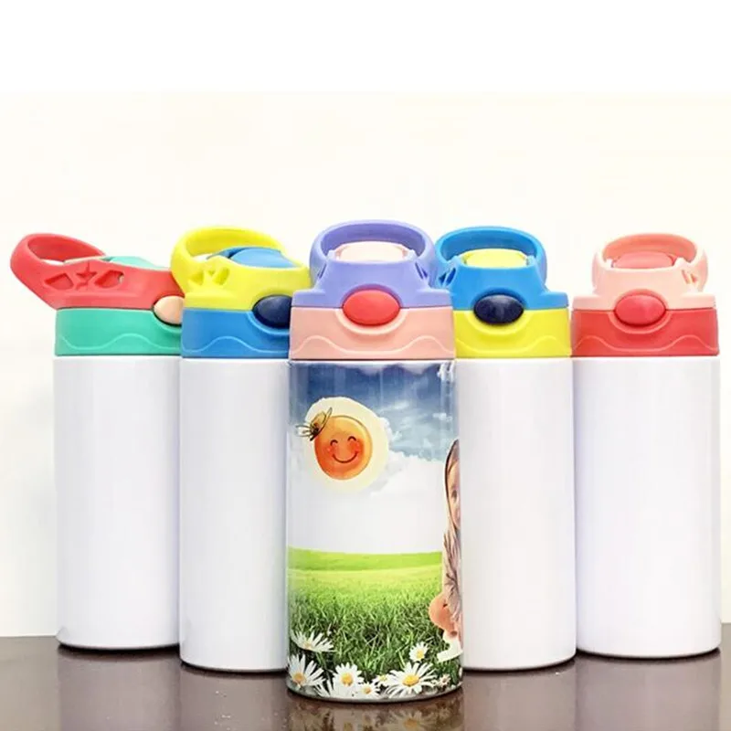 

Stainless Steel Eco Friendly Baby Toddler Sublimation Straight Sippy Cups 12oz Flip Lid Kids Sublimation Blank Tumbler Cups, Customized colors acceptable