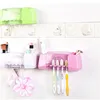 Free Shipping Toothbrush Racket Holder Storage Box Bathroom Makeup Accessories Products Sets Suction Hooks
