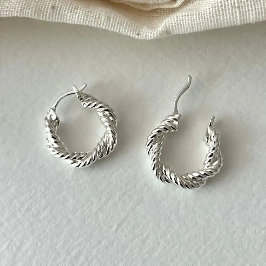 

VIANRLA 925 Sterling Silver Jewelry Earrings Twist Hoop 18k Gold Plated Earring For Women Free Laser Logo Wholesale