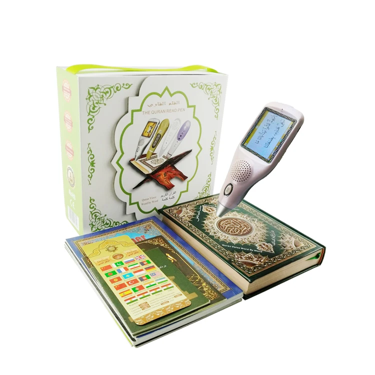 

LCD Screen Free MP3 Translation and Reciter Download Digital Holy Al Quran Book Read Reader Reading Talking Pen for Kids Muslim, White color