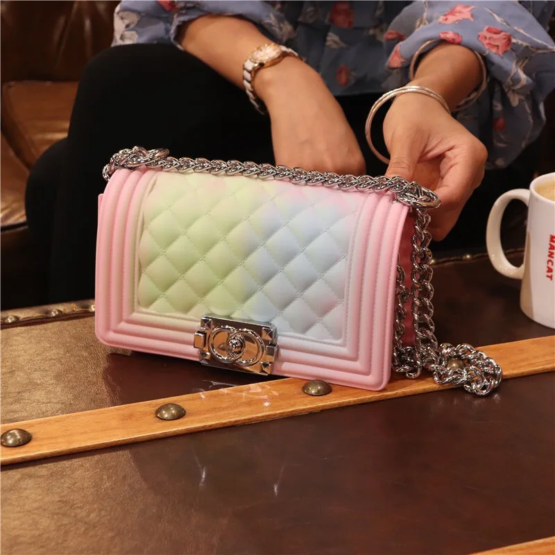 

One Shoulder Colorful crossbody purse jelly handbags for woman jelly candy handbags pvc jelly purses and handbags women, Multi