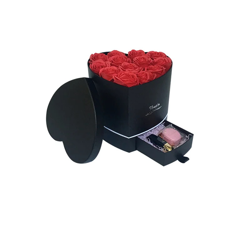 

Heart-shaped Paper Cardboard Roses Flower Gift Drawer Box