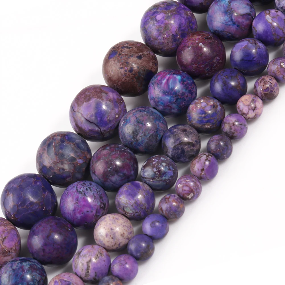 

Wholesale Round 4/6/8/10MM Smooth Purple American Turquoise Howlite Stone Beads for Jewelry DIY