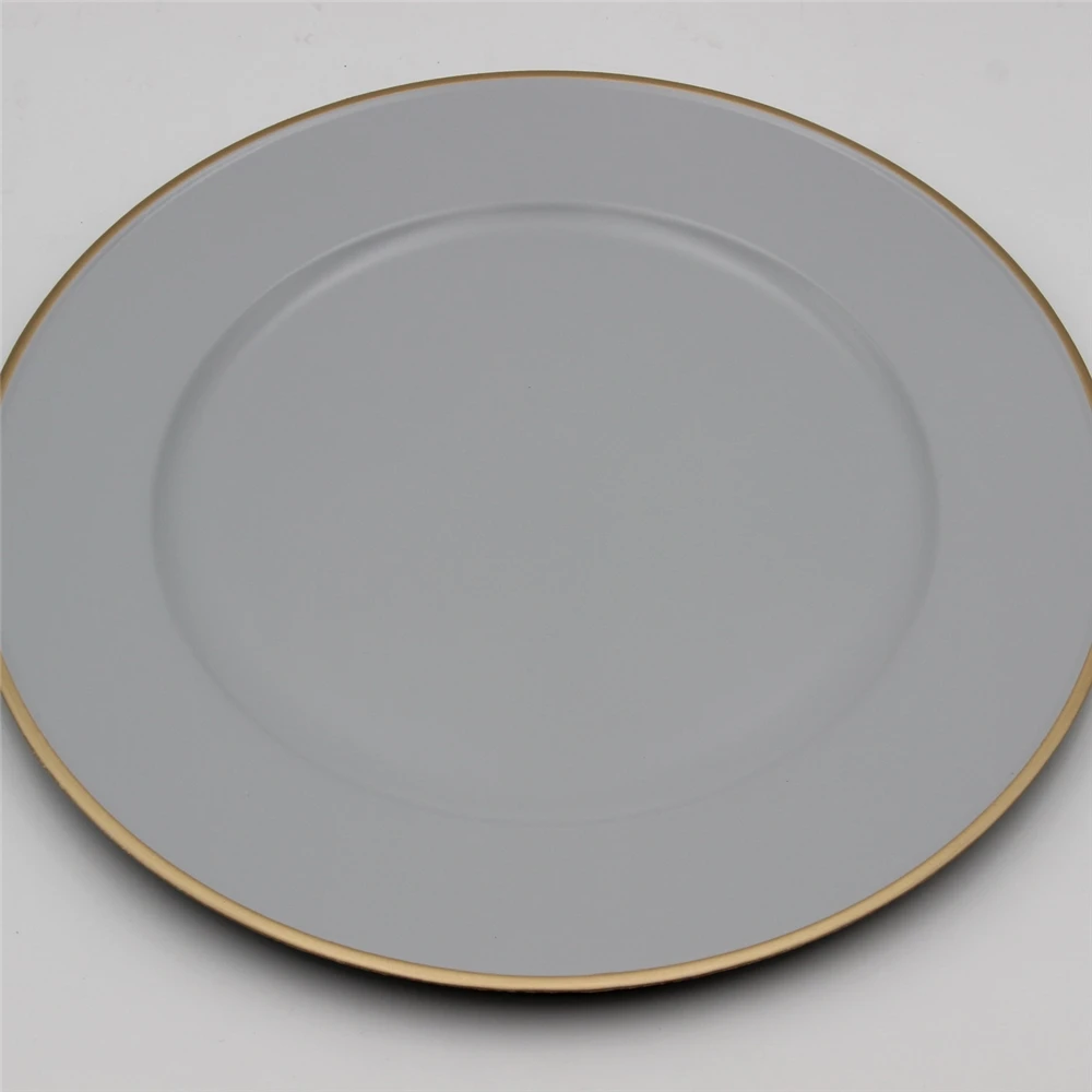 

Bulk Cheap Round Dinner Antique Reef Gold Wedding Decorative Setting 13 Inch Plastic Charger Plates