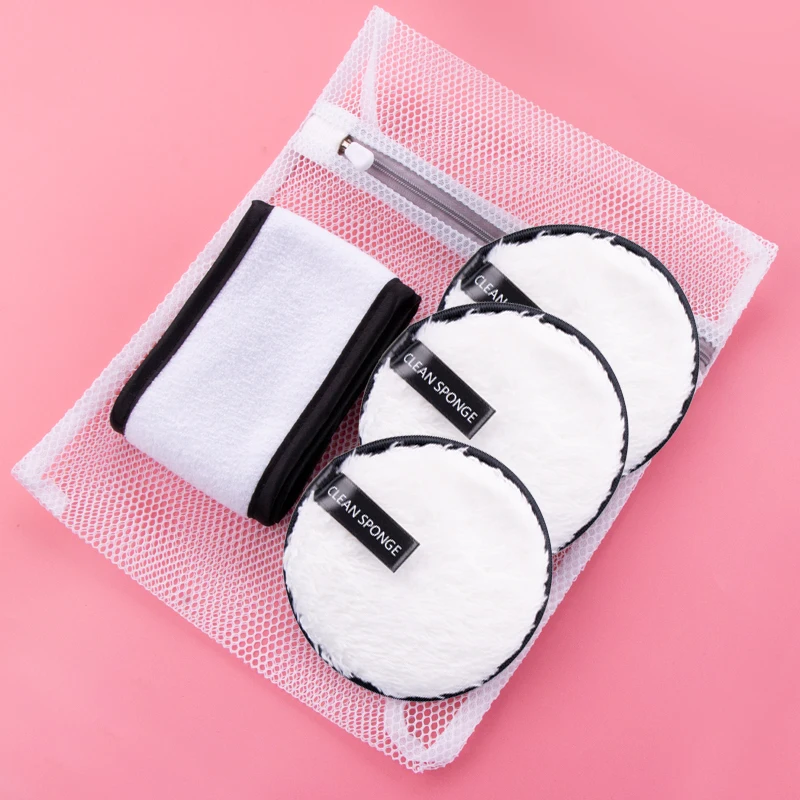 

2021 New Design Rpet Washable Reusable Organic Microfiber Makeup Remover long hair Pad headband set