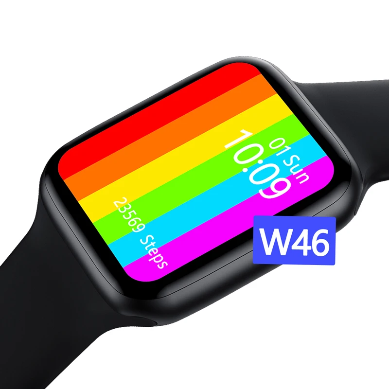 

2020 W46 Smart Watch Men Women For Android IOS phone Waterproof Heart Rate Tracker black iwo serie 6 Sport Smartwatch