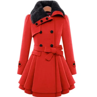 

2021 Hot Fashion Style Plus Size Double-breasted Long Wool Trench Ladies And Women Coat