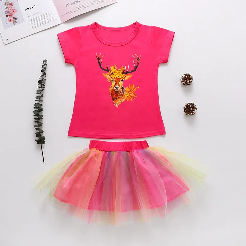 

Little Girls' Skirts Tulle Skirt Set Customized Logo Digital Printing for Children Breathable Knee-length Print Pattern Casual, Customized color
