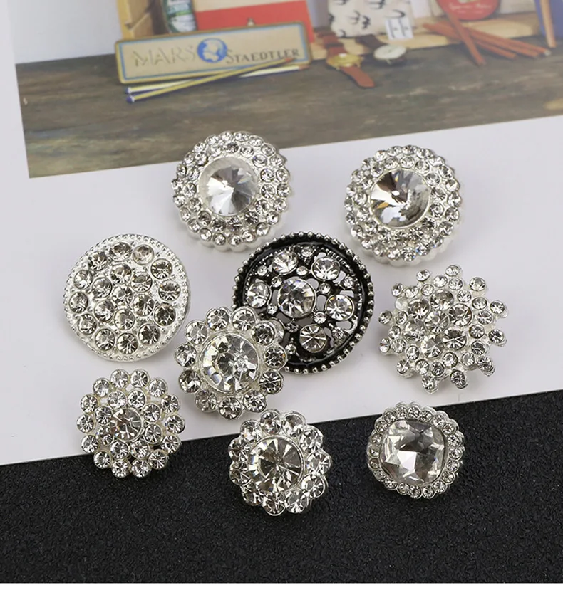 Customized rhinestones button different colors crystal buttons for garments