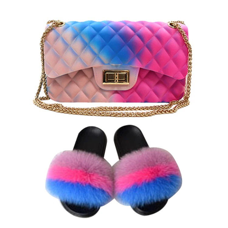 

Luxury Handbag Crossbody Handbag Pvc Gradient Tie Dye Jelly Bag Matching Shoes And Purse Set Handbags and Shoe set for Women