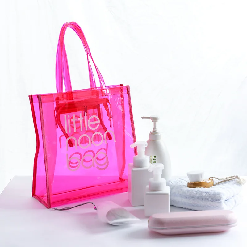 

Factory custom letter transparent PVC waterproof shopping beach bag leisure portable shoulder bag Jelly bags, Customizable