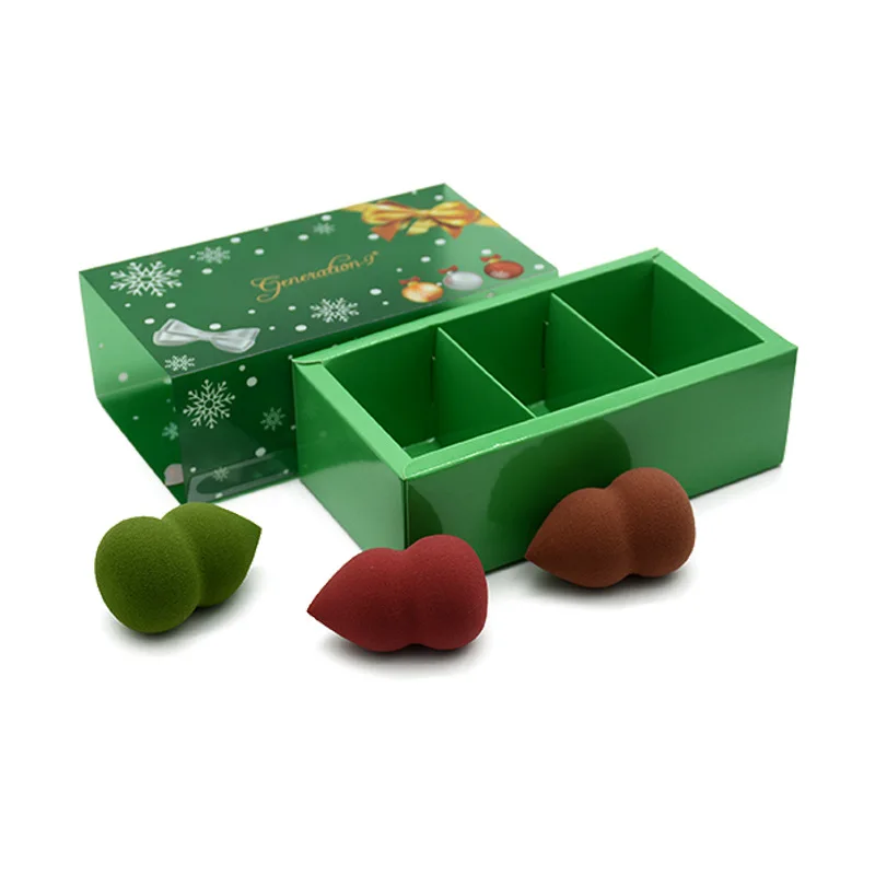 

Private large red ribbon box 22 pcs fancy makeup sponge brush cleaner, Grey and white mixed color