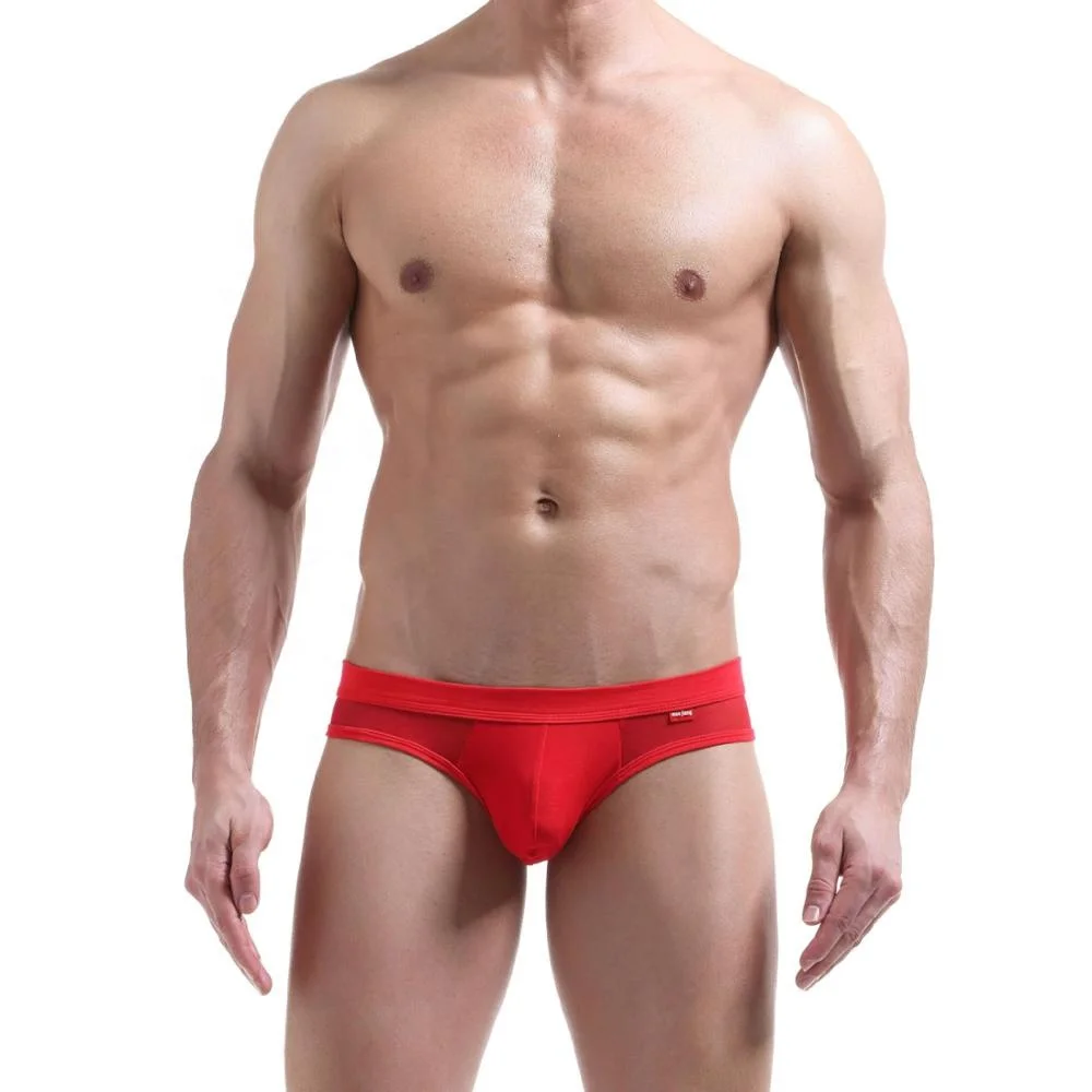 

DLL AF-1822 Solid Low-rise Breathable Mesh Men's Underpants Swim Brief Underwear Mens, As picture or customized make