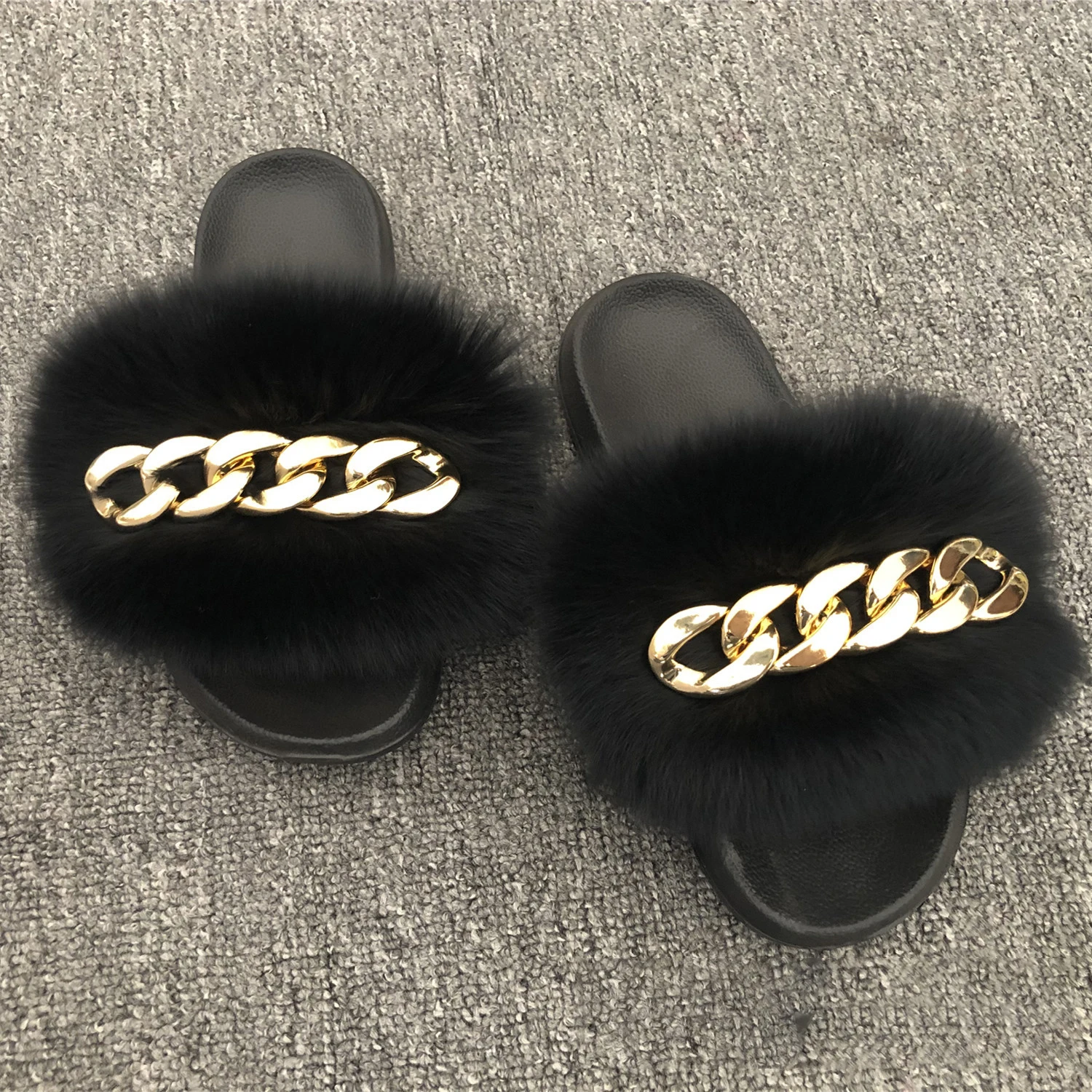 

Fashion Trendy Selipar Fox sepatu pantuflas chinelos fox slides footwear women's flats sandal Flip flop Fur slides slippers, 33 colors