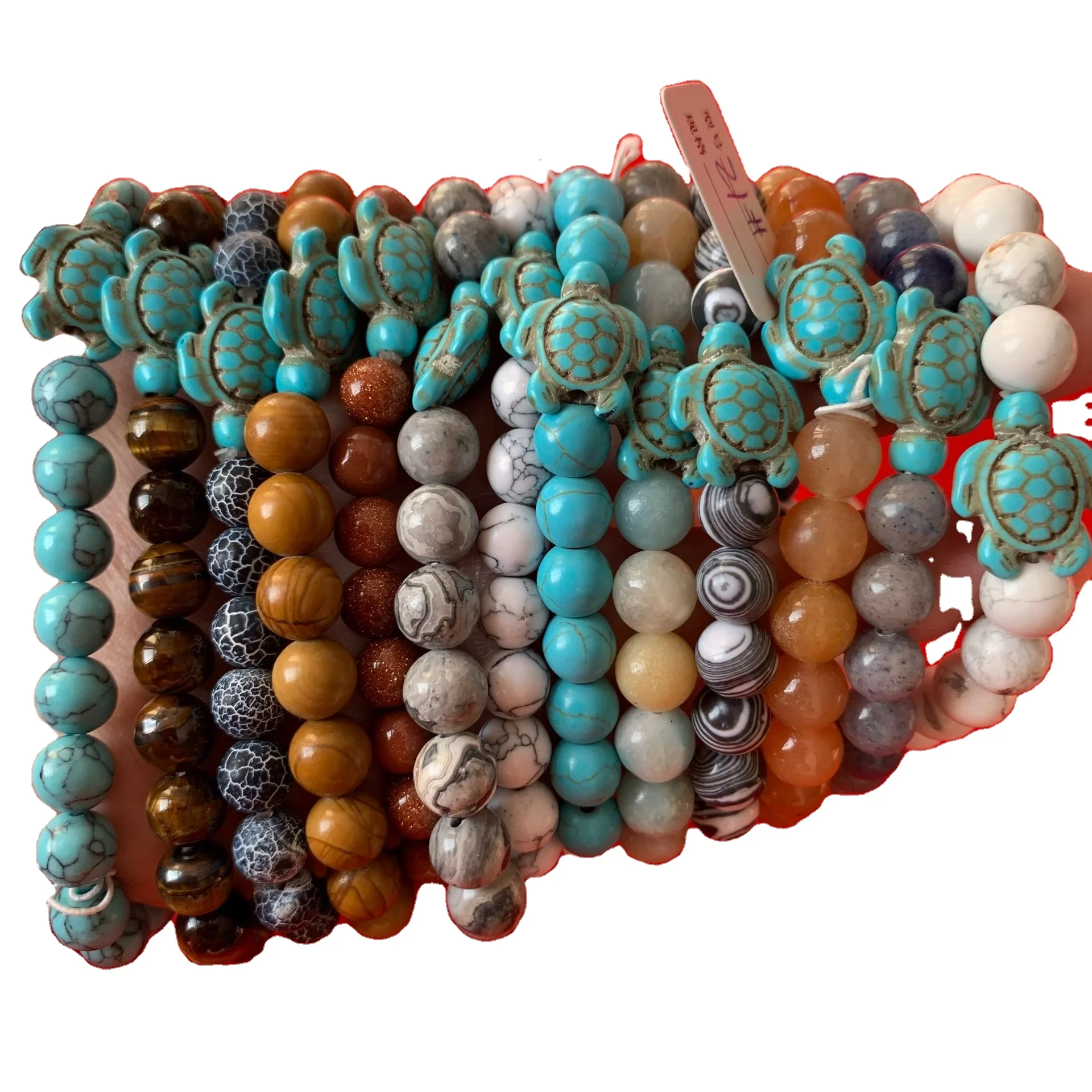 

hot selling summer sea turtle stretch stone beads bracelets for men women natural stone lava jasper agate bracelets with turtle, As picture