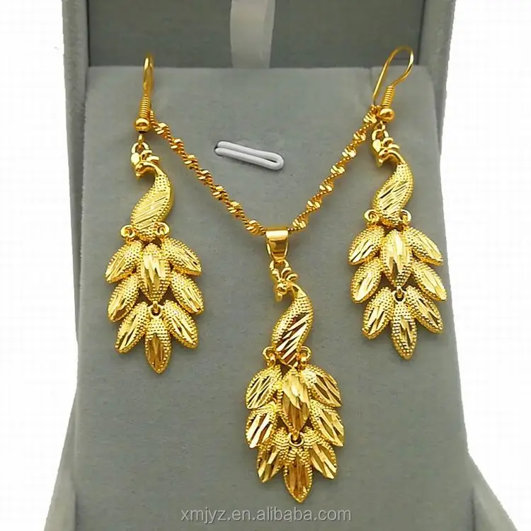 

Vietnam Sand Gold Peacock Set Bracelet Ethnic Earrings