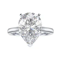 

pure 925 sterling silver big size carat diamond ring set with water drop 5A zircon