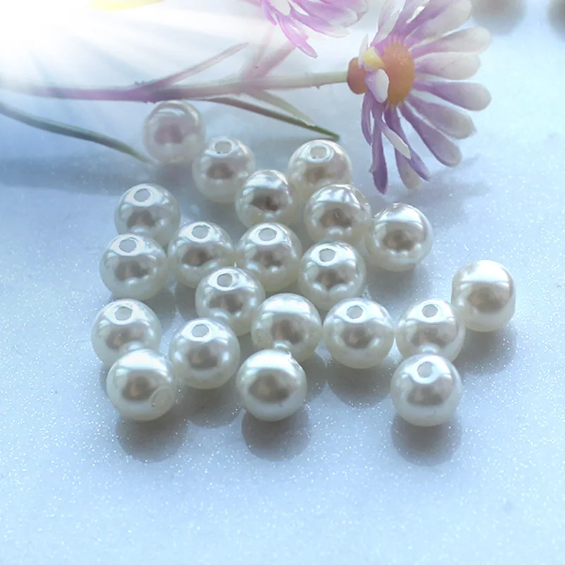 

Aug jewelry bulk mixed wholesale abs perforated pearl dy jewelry accessories highlight straight hole plastic simulation pearl, Natural white color