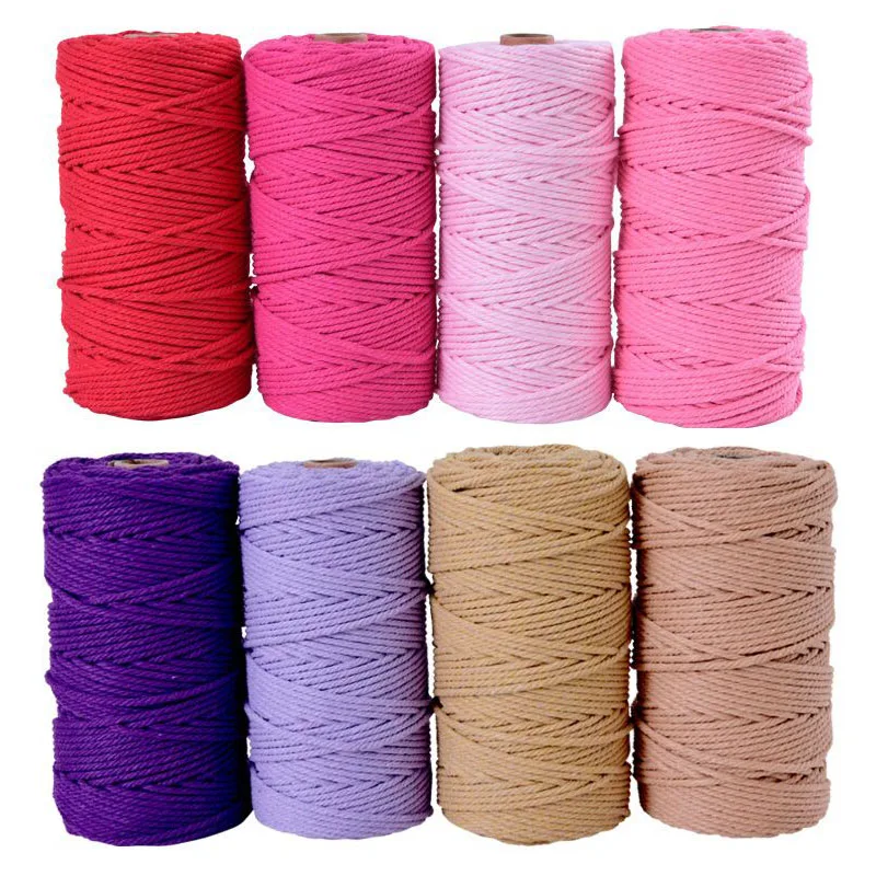 

multicolor Macrame Cord 100% natural cotton rope 3mm for DIY Knitting