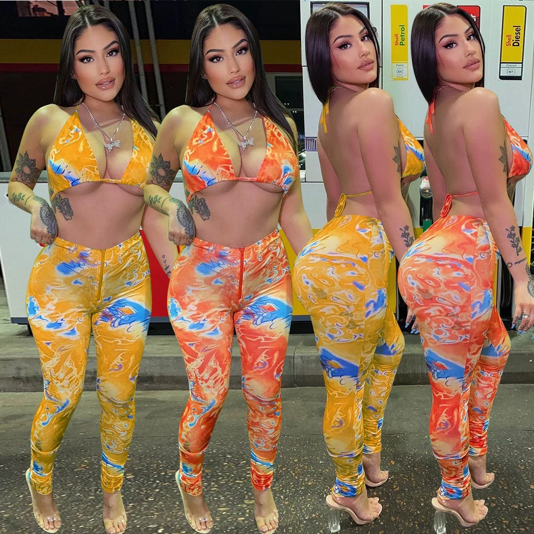 

Tie Dye printing Bodycon Sexy 2 Piece Summer Sets 2 Piece Set Women Jumpsuits