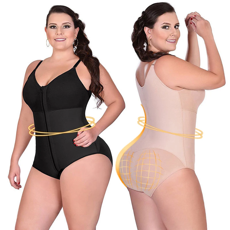 

New arrival woman plus size bodyshaper slimming tummy control underwear corset bodysuits Shaper Front Zipper Body Shapewear, As picture shows