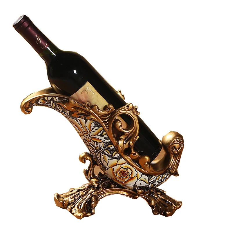 

European and American antique resin red wine rack KTV bar wine bracket home living room decoration crafts, Brown