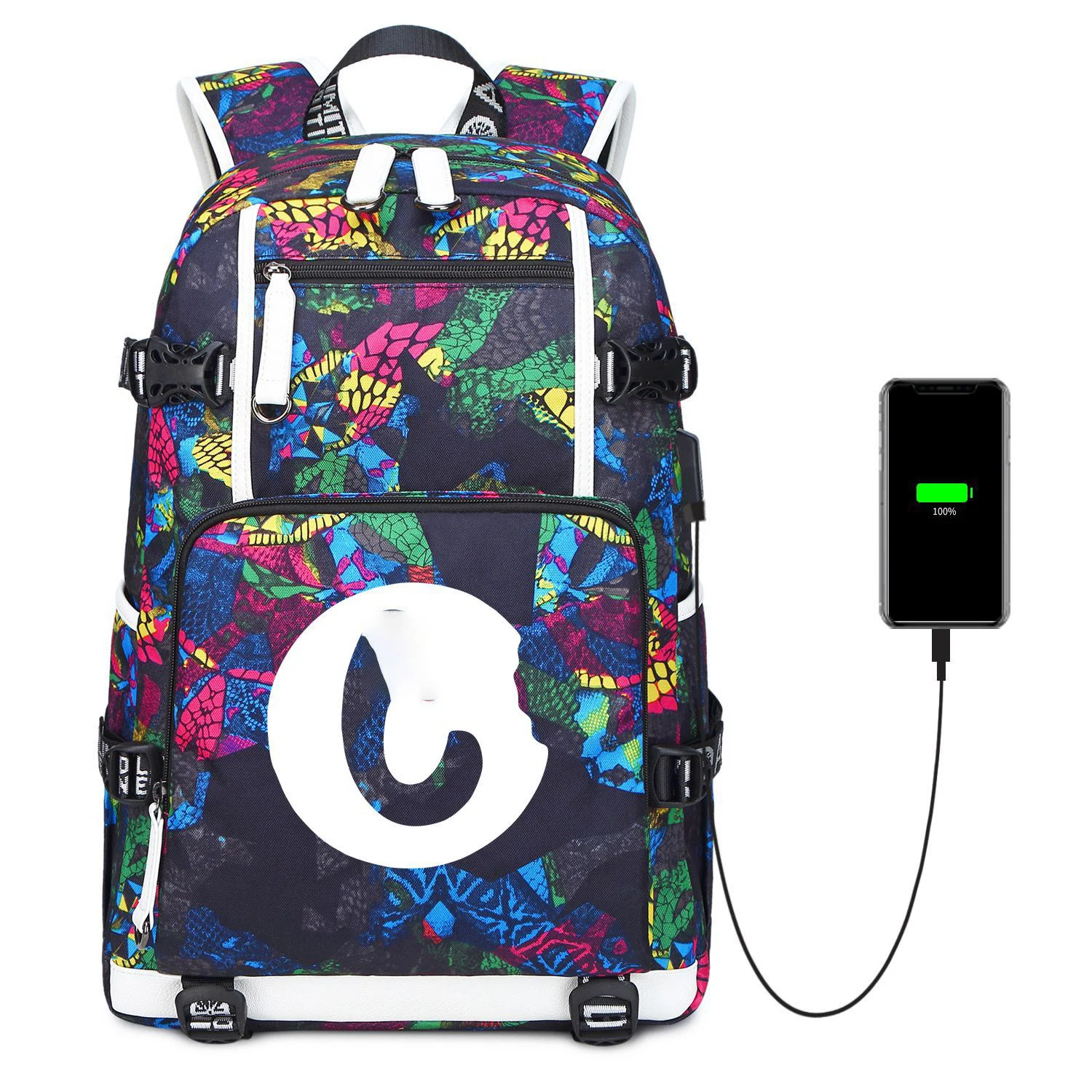 

Multifunctionable USB Charger Business Travel Laptop Book Bags Cookie Bakwoods Backpack For Men Women