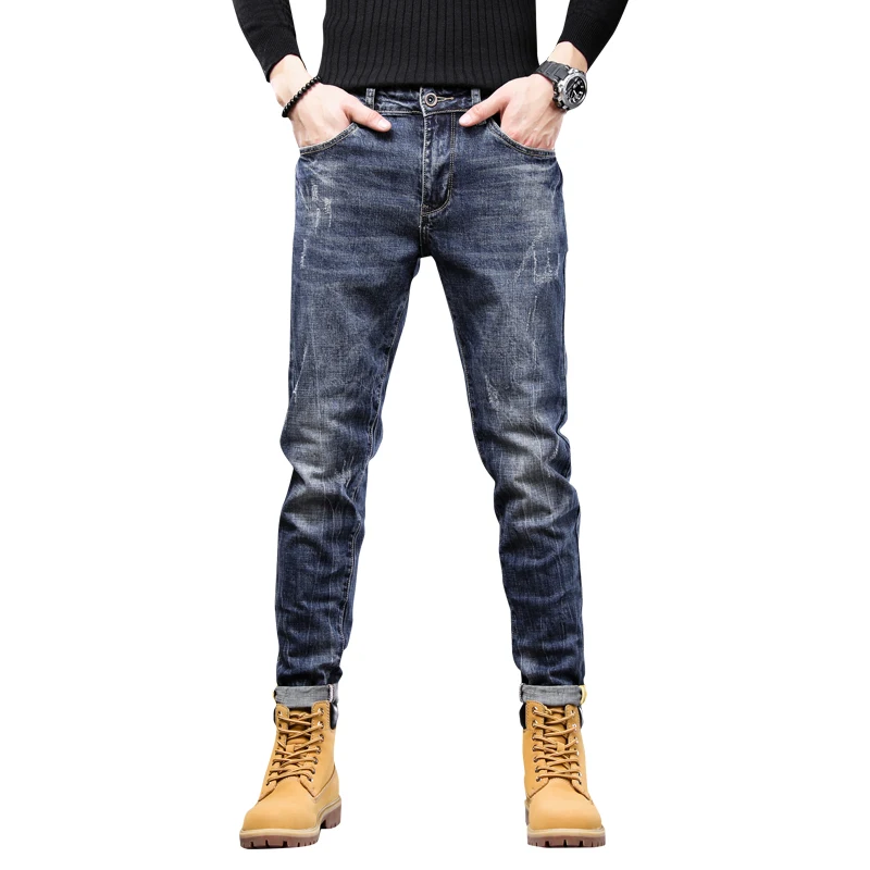 

Men's High Quality Regular Fit Denim Classic Causal Sustainable Straight jeans Custom Washed Blue Washed Color Denim Jeans
