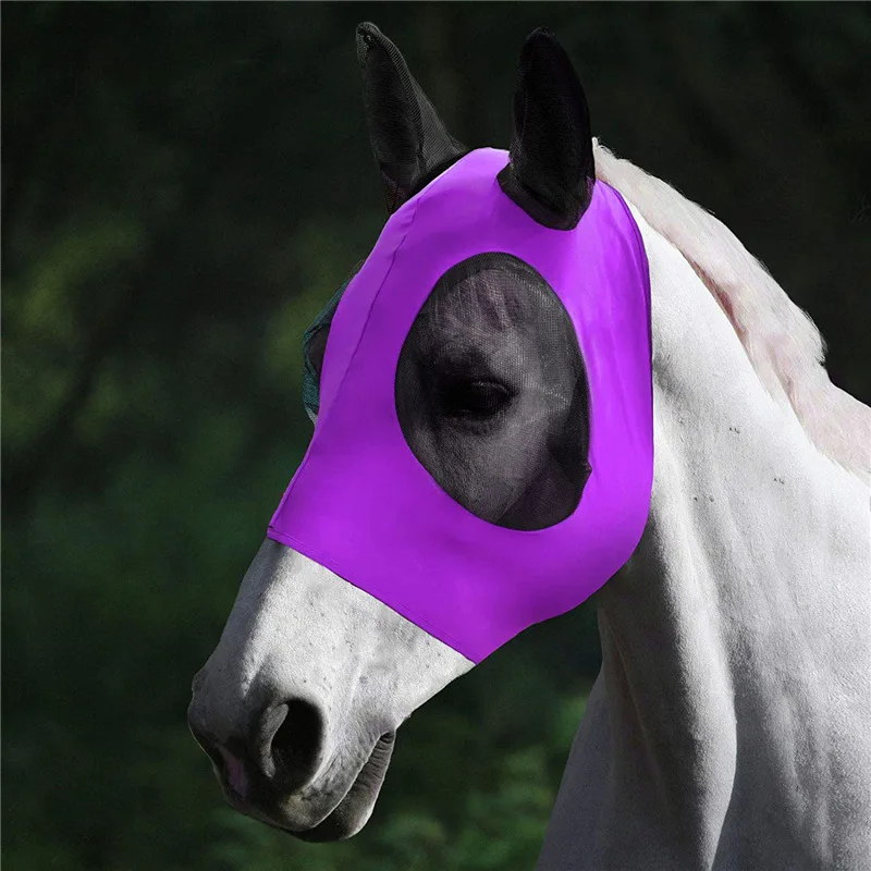 

Wholesale soft and breathable horse fly mask with mesh eyes and ears, Customized color