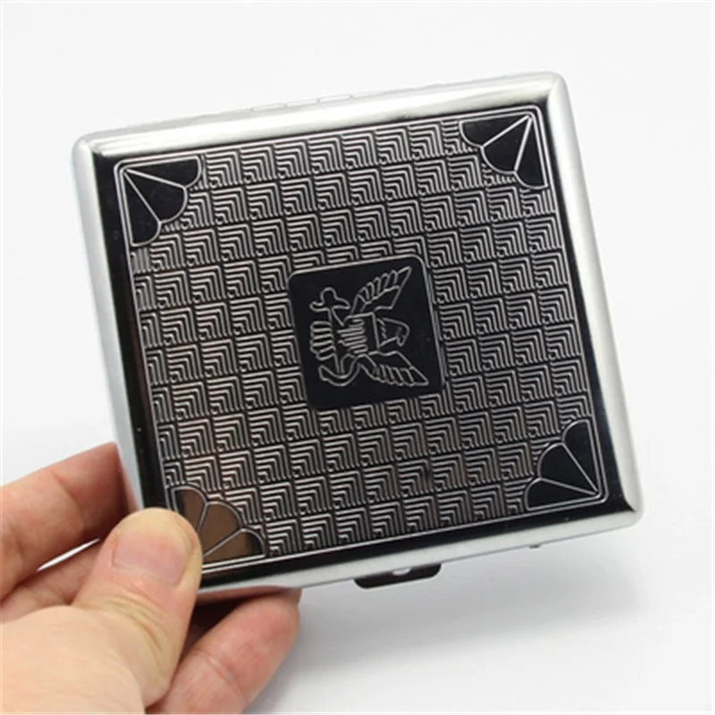 

Metal 20pcs Portable Pocket Cigarette Case Flip Retro Custom Logo Cigarette Box, Sliver