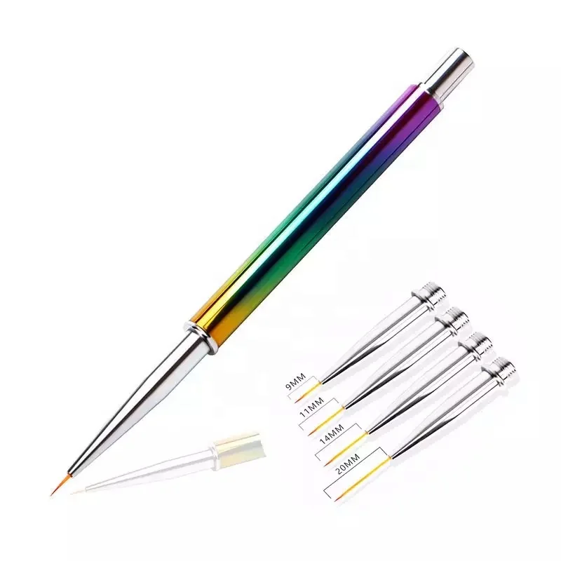 

2021 Hot Sell 1 Set with Replaceable 5 Head 9/11/14/20mm Nail Art Liner Brush Nails Pen Tools, Colorful