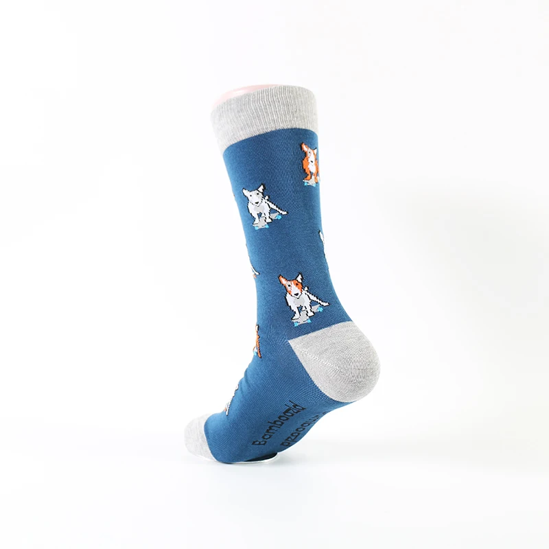 

New Arrival Comfortable Breathable Custom Bamboo Cotton Crew Socks With Dogs, As picture