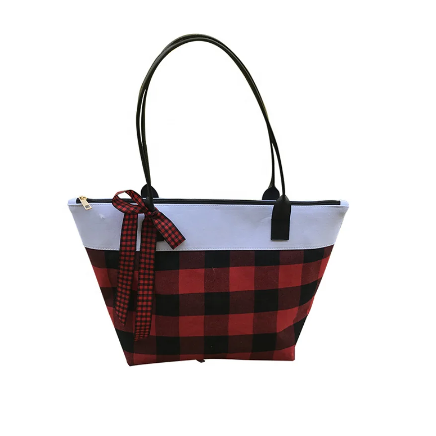 

Free Shipping T541 Women Tote Mummy Bag Fashion Christmas Red Plaid Travel Bag Casual Large Capacity Handbag Female Shoulder