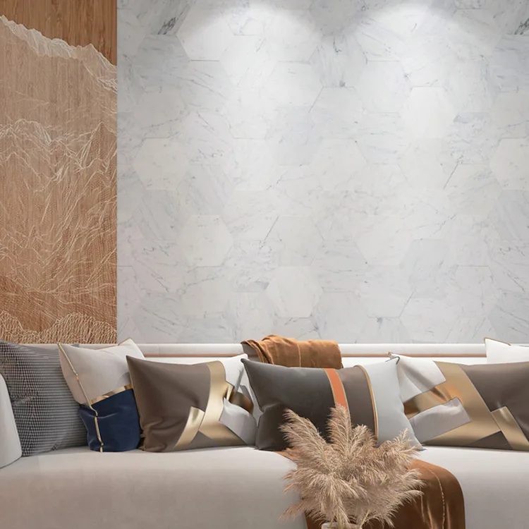 High quality Elegance Carrara White Hexagon Marble Mosaic floor