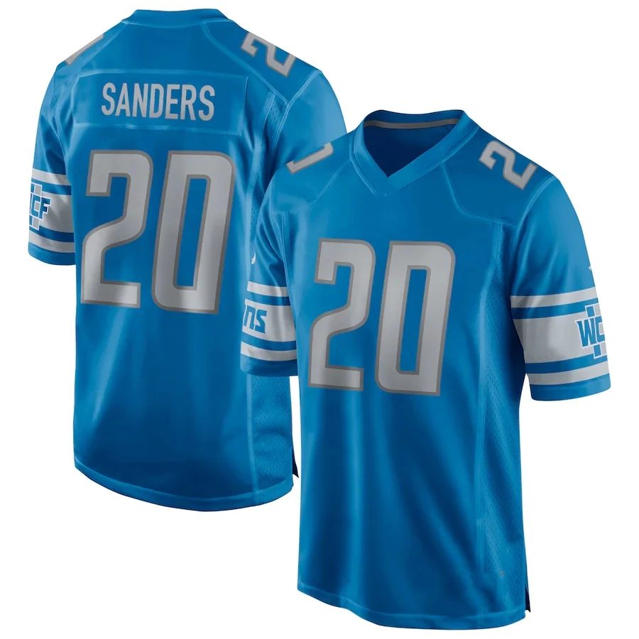 

Custom Detroit City Team Club Uniform Stitched American Football Jersey Lion Blue game 20 Sanders 16 Goff 32 Swift wholesale