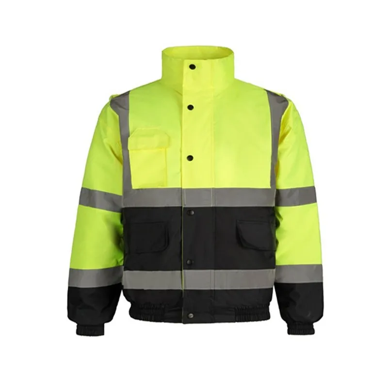 

Amazon Hotsale Mens High Visibility Reflective Bomber Jacket Refllective Safety Coat Reflective Clothing