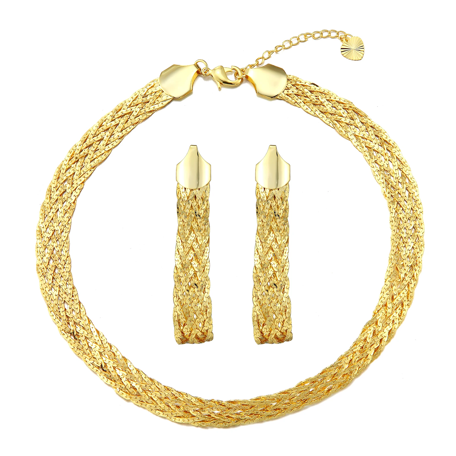 

2021 Fashion Jewelry Factory direct women's set 18K Gold Plated gift party engagement style jewelry set