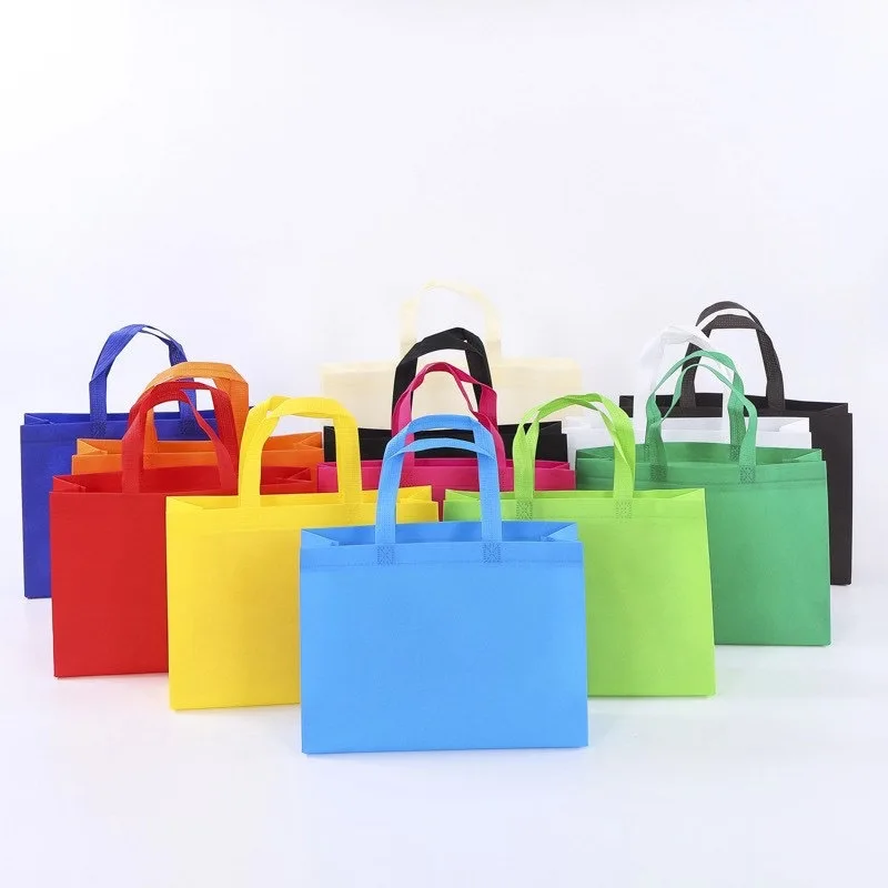 

MOQ 100 PCS eco-friendly cheap promotional shopping non woven bag with Rainbow Colors, Customized