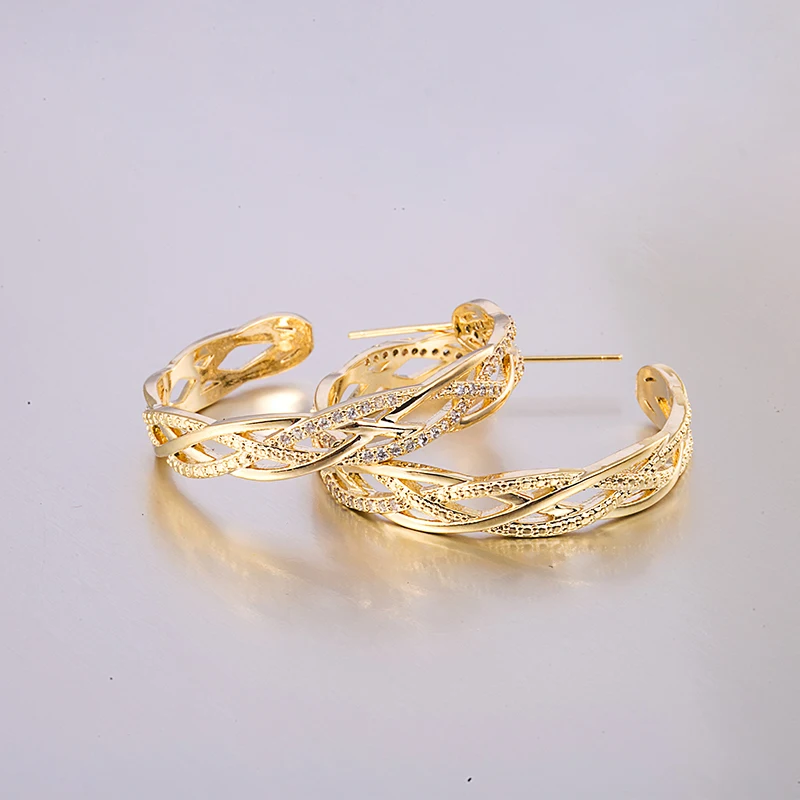 

XuQian 2021 New Designs Earrings Wholesale Gold Round Dara Earrings Women, Gold&silver