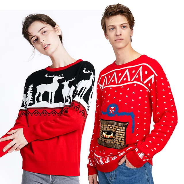 

Wholesale custom Holiday Plus Size Sweater Custom Knitted Unisex Men and Women pullover Funny Christmas Sweater Ugly